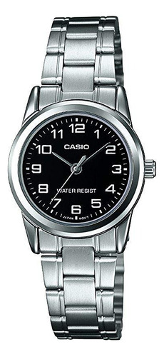 Reloj Casio Analógico Resistente Al Agua Ltp V001d - Dama Color de la correa Plateado Color del bisel Plateado Color del fondo Negro