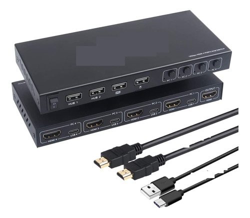 4 Puertos Hdmi Kvm Switcher 4 En 1 Out Hdmi Usb Switch