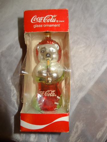 Coca Cola Ornamento Adorno Navideño Oso Vidrio.