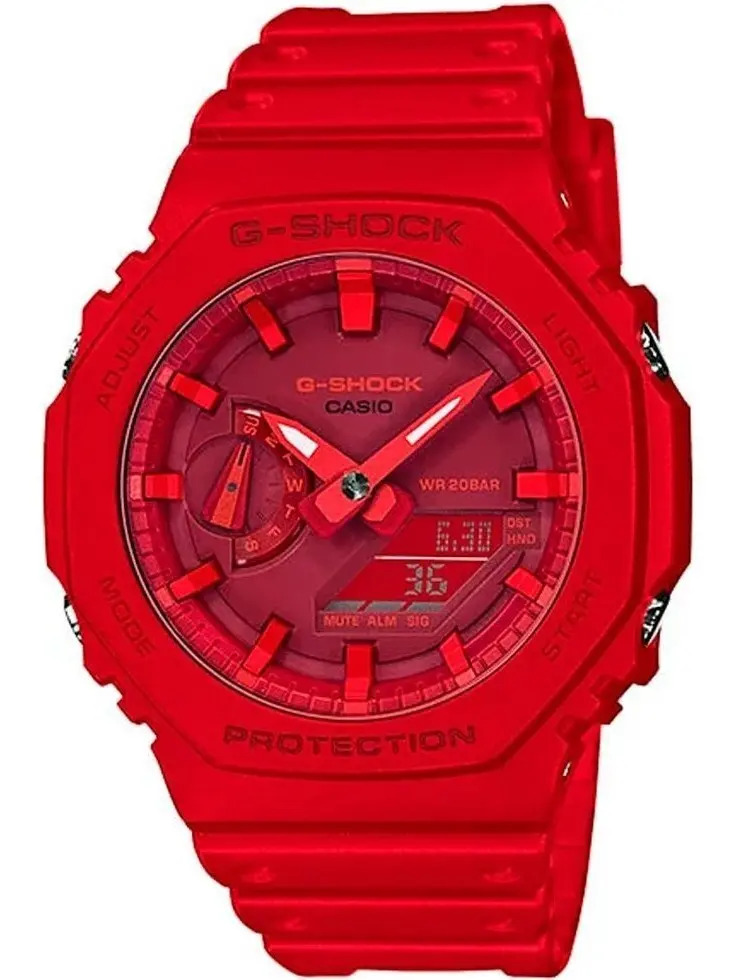 Relógio de pulso Casio GA-2100 com corria de resina cor vermelho - fondo bordô