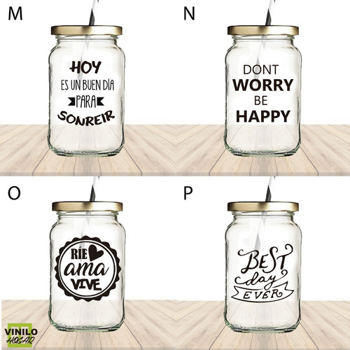 Vinilo Decorativo Para Frascos - Frases Varias X12unid