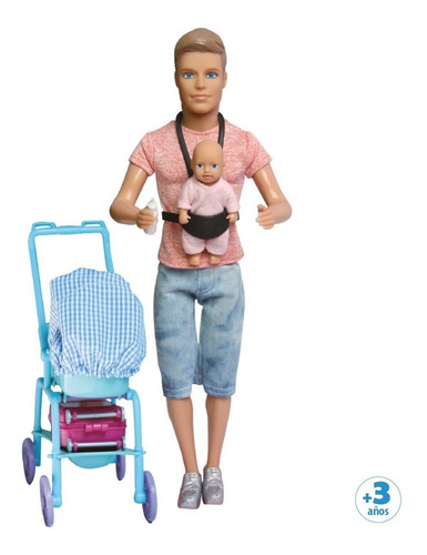 Muñeco Tomy Y Su Bebé En Cochecito Simil Ken Paloma