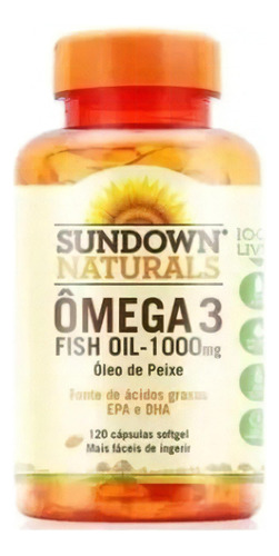 Mega 3 Fish Oil 1000mg Sundown 120 Cápsulas Suplemento