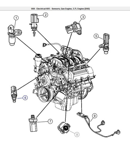Imagen 6 de 8 de Sensor De Temperatura Mopar Dodge Dakota 3.7l-4.7l 2008-2011