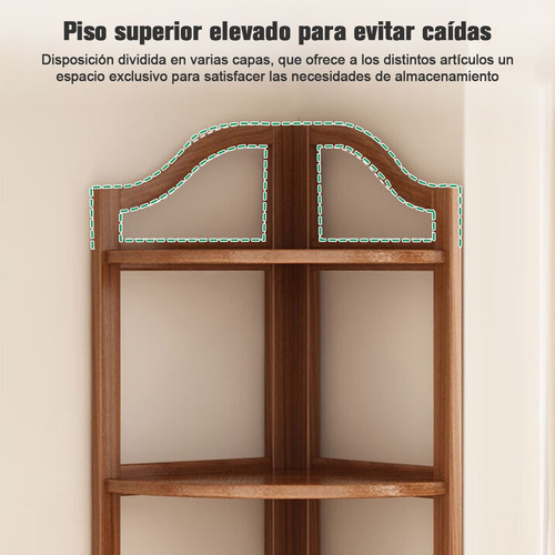 Estante Librero Esquinero Moderno Multifuncional 4 Capas Marrón Oscuro