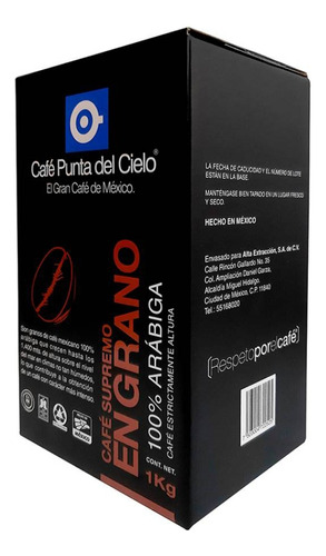 Café Punta Del Cielo En Grano  Tostado De 1 Kg 100% Arábiga 