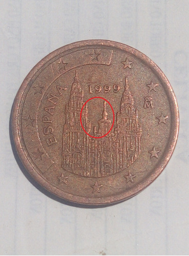 Moneda De España, 5 Centimos Año 1999. Exceso De Metal..