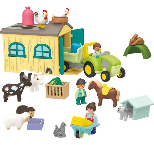 Playmobil Junior Granja Con Tractor Remolque +29pcs 71656 Granja Con Tractor Remolque