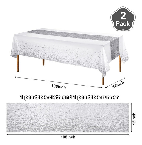 Elegante Mantel Para Mesa De Postres Lentejuelas Plata Boda