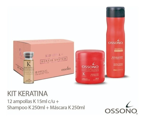 Combo Kerarina Ossono Shampoo+ Máscara+caja De Ampollas