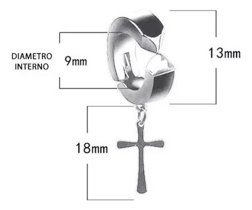 Aros Presión Argolla Acero Resistente Con Cruz Piercing Moda
