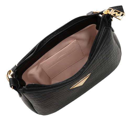 Bolsa Feminina Rafitthy Transversal Pequena Texturizada Cor Preto