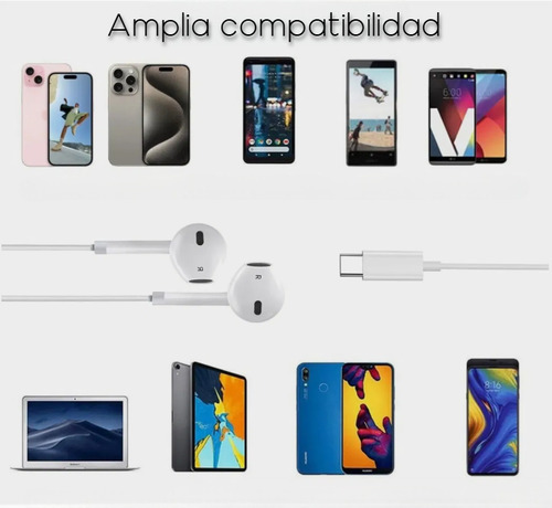 Auriculares Premium Hd 4k ( Usb-c ) Para Iphone Earpods Blanco