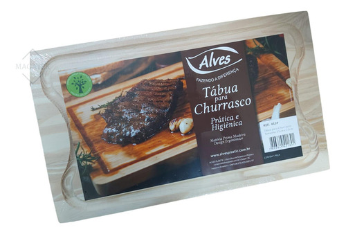 Tábua De Madeira Para Churrasco 35 Cm X 21 Cm