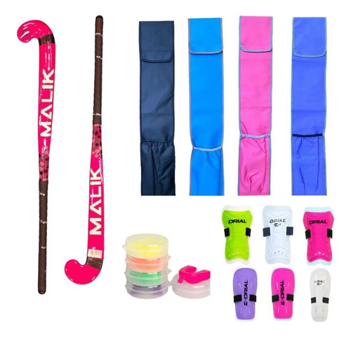 Palo De Hockey Malik + Funda + Bucal + Canilleras - Envio