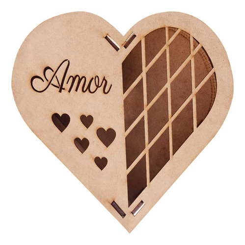 Imagem 5 de 6 de Caixa Coração Mdf Amor G 27,5x21x7cm Hot Pink