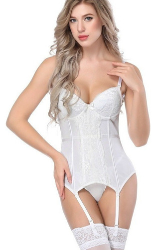 Faja De Lencería De Corsé Bustier Sexy Para Mujer Con Liguer