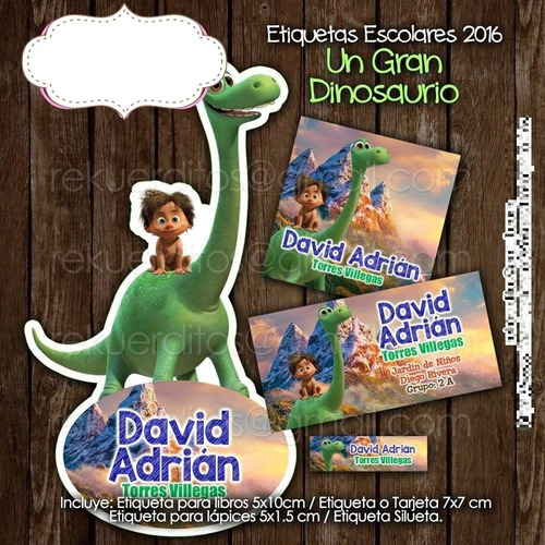 Kit Imprimible Etiquetas Escolares El Gran Dinosaurio | MercadoLibre
