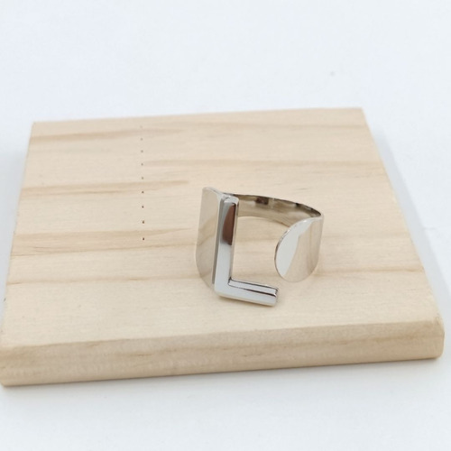 Anillo De Inicial Vie Or En Acero Inoxidable L Plateado Ajustable