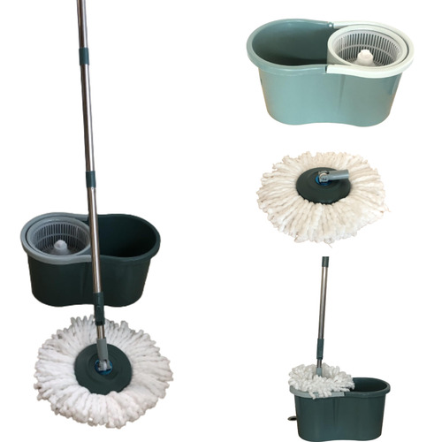 Esfregão Mop Giratorio 8 Litros Com Cesto Cabo Regulavel 360 Cor Cinza