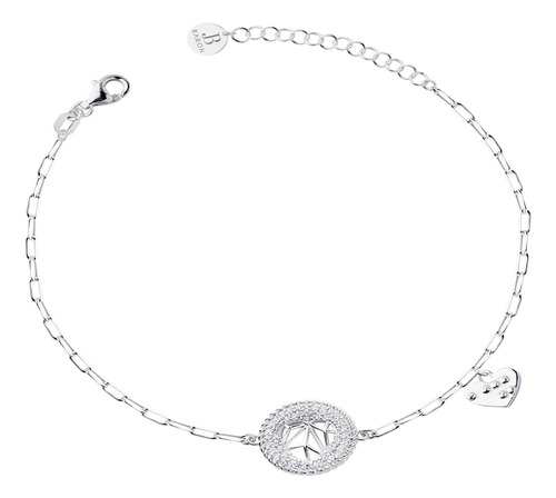 Pulsera De Plata Esterlina 925 Circulo Circon Corazon