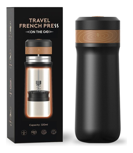 Foxnsk Portable French Press Travel Coffee Maker, 320ml Hot.