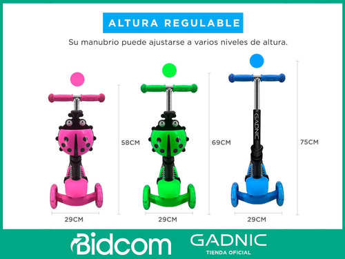 Imagen 8 de 10 de Monopatín Infantil Gadnic Andador 3 En 1 Con Luz Reforzado