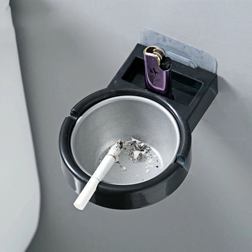 Cenicero De Pared Con Adhesivo, Cenicero Para Baño Accesorio Color Negro