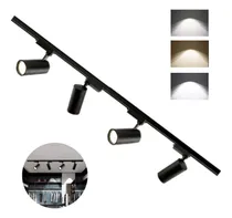 Comprar Iluminación De Riel Led De 4 Luces Luz Giratorios 2m Estructura Negro
