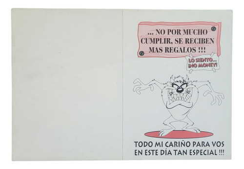 Tarjetas Looney Tunes Original 1996 Regalo Cumple Navidad Taz Cumpleaños