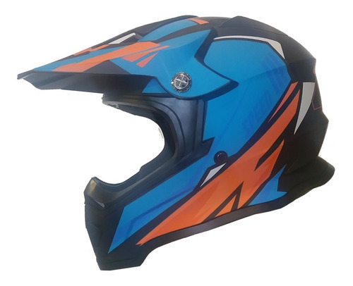 Casco Moto Enduro Ghb 819-7 Zkit  Negro Azul Matte