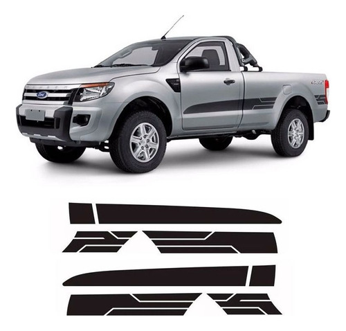 Adesivo Faixa Ranger Lateral Preta Cs Sport 14/16 2 Portas