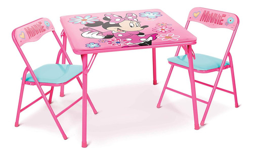 Set Disney Minnie Mouse Mesa Plegable Con 2 Sillas / J Rosa Pálido
