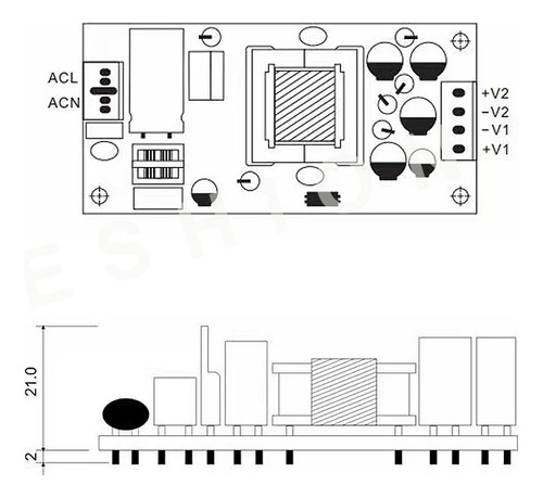 2pcs 12v1a 5v1a Double Output Switching Power Supply Board