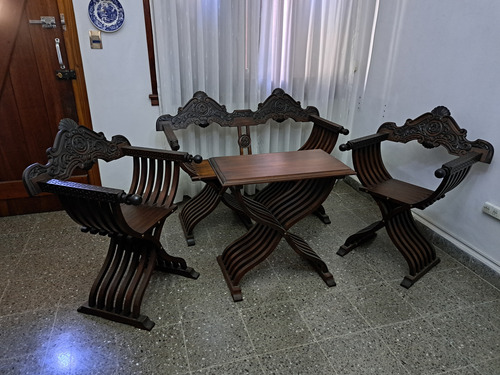 Juego De Living Antiguo Marrón (Usado)