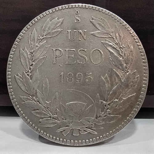 Antigua Moneda De Plata 1 Peso Chile 1895 Km# 152.1