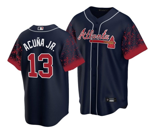 Imagen 1 de 2 de Camiseta Casaca Baseball Mlb Atlanta Braves Acuña Jr Mod 2