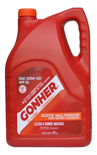 Aceite Motor Multigrado Mineral 20w50 4 L Gonher