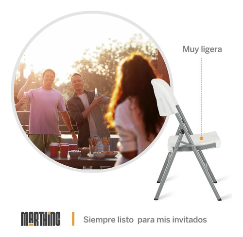 Set 10 Sillas Plegables De Plástico Jardin Fiestas Eventos Blanco Set 10 Sillas De Uso Rudo
