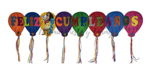 Kit Decorativo Fiesta Feliz Cumpleaños Moana Y Maui 30 Niños