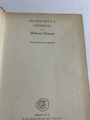 Libro Bioquímica General - Hermann Niemeyer - Tapa Dura