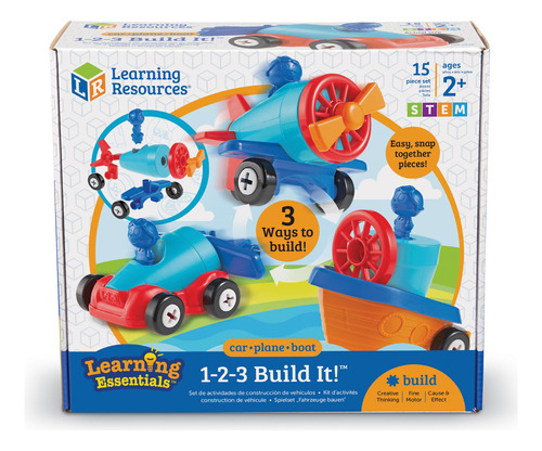 Learning Resources 1-2-3 Build It! Coche, Barco, Avión, 15.