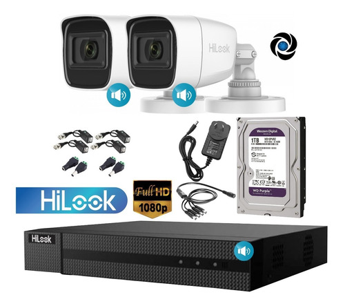 Imagen 3 de 9 de Kit Seguridad Hikvision Dvr 4ch + 2 Camaras 2mp Audio + 1tb