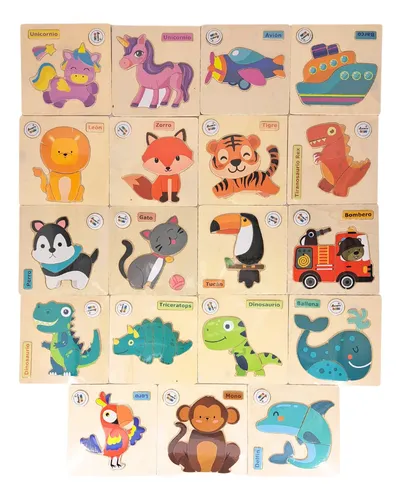 Pack X15 Rompecabezas De Madera Did ctico Cubeta Toys Denbu