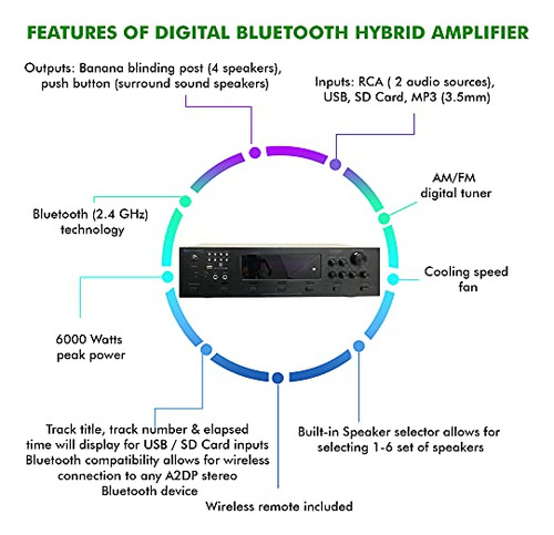 Amplificador Híbrido Bluetooth Digital Technical Pro De 6000