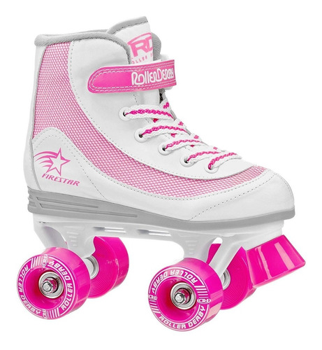 Envío Gratis! Patines 4 Ruedas Niña Blanco Rosa Roller Derby