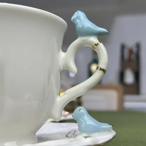 Conjunto 4 Xícaras Chá 200ml E Pires Wolff Birds Passarinho