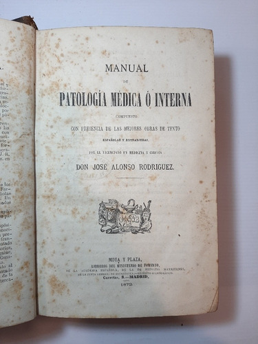 Medicina 1872 Patalogía Antiguo Libro Ro 818