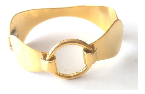 Pulseira Bracelete Metal Dourada Argola Com Fecho Artesanato
