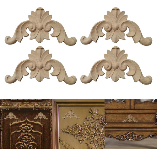 2 X 4 Apliques De Madera Y Marco De Incrustaciones